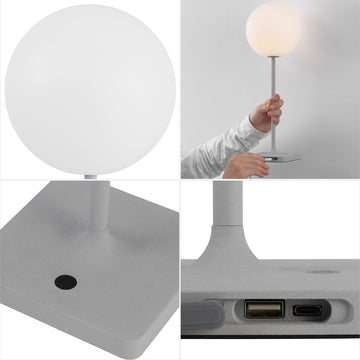 Allie 17.5" Modern Minimalist Indoor/Outdoor Metal Globe Rechargeable/Cordless Dimmable Integrated LED Table Lamp with Touch Sensor